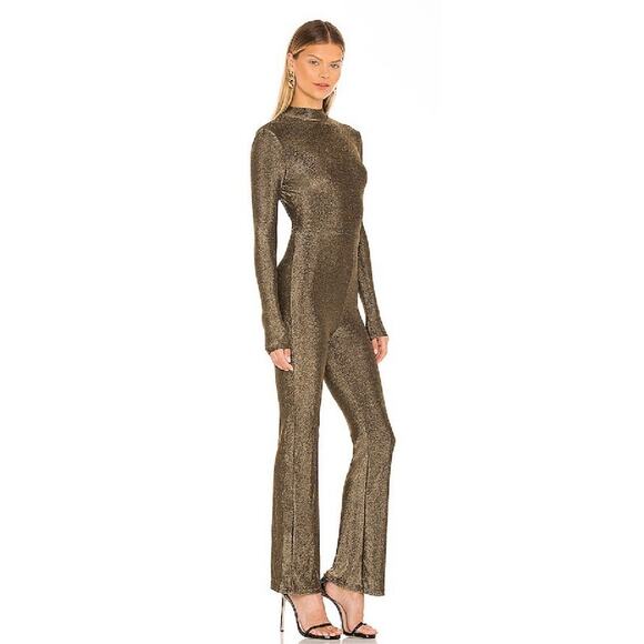 Revolve Superdown Metallic Nissa Open Back Flare Leg Jumpsuit, M - Picture 2 of 9